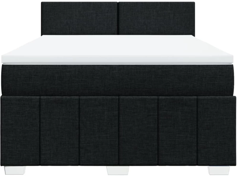 vidaXL Κρεβάτι Boxspring με Στρώμα Μαύρο 140x190 εκ. Υφασμάτινο