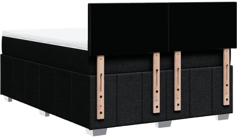 vidaXL Κρεβάτι Boxspring με Στρώμα Μαύρο 140x190 εκ. Υφασμάτινο