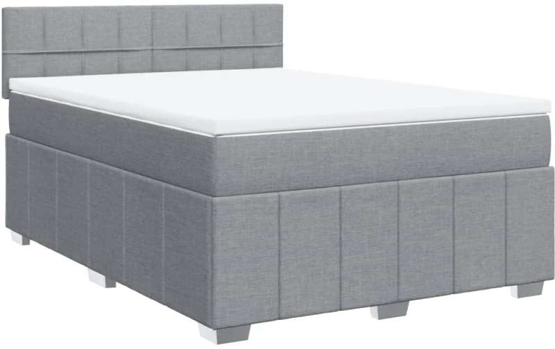 vidaXL Κρεβάτι Boxspring με Στρώμα Ανοιχτό Γκρι 140x200 εκ. Υφασμάτινο