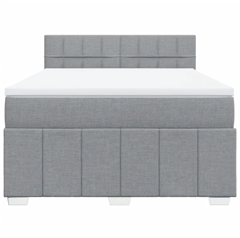 vidaXL Κρεβάτι Boxspring με Στρώμα Ανοιχτό Γκρι 140x200 εκ. Υφασμάτινο