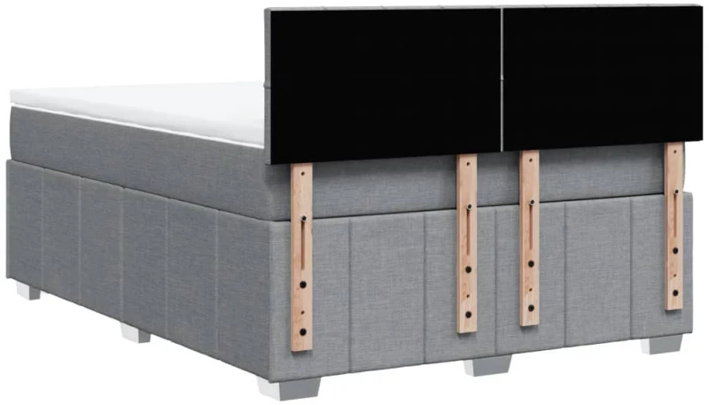 vidaXL Κρεβάτι Boxspring με Στρώμα Ανοιχτό Γκρι 140x200 εκ. Υφασμάτινο