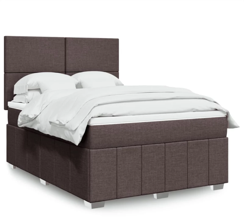 vidaXL Κρεβάτι Boxspring με Στρώμα Σκούρο Καφέ 140x200 εκ Υφασμάτινο