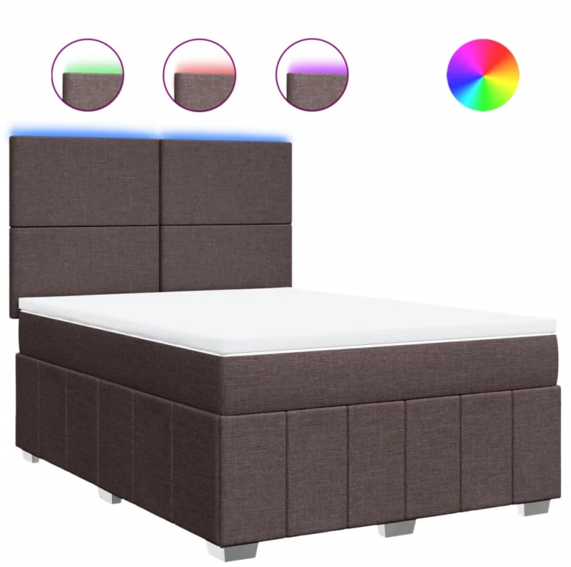 vidaXL Κρεβάτι Boxspring με Στρώμα Σκούρο Καφέ 140x200 εκ Υφασμάτινο