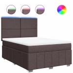 vidaXL Κρεβάτι Boxspring με Στρώμα Σκούρο Καφέ 140x200 εκ Υφασμάτινο