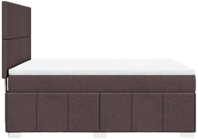 vidaXL Κρεβάτι Boxspring με Στρώμα Σκούρο Καφέ 140x200 εκ Υφασμάτινο