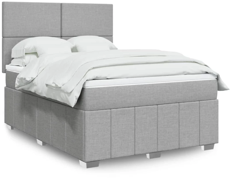 vidaXL Κρεβάτι Boxspring με Στρώμα Ανοιχτό Γκρι 140x200 εκ. Υφασμάτινο