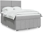vidaXL Κρεβάτι Boxspring με Στρώμα Ανοιχτό Γκρι 140x200 εκ. Υφασμάτινο