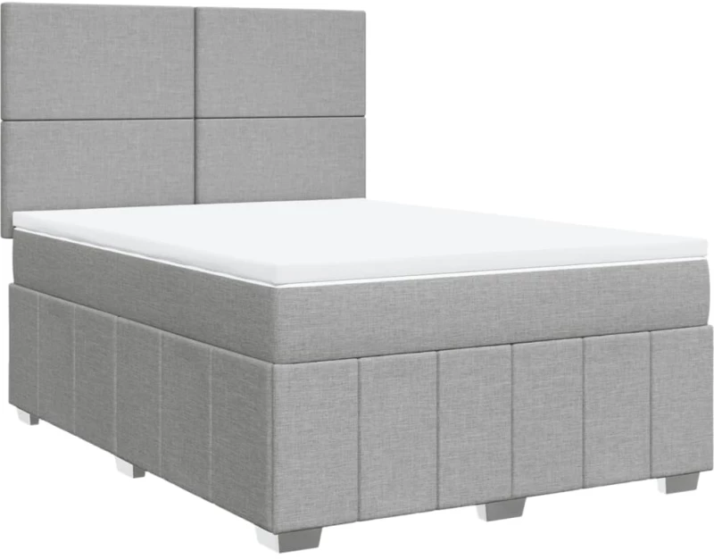 vidaXL Κρεβάτι Boxspring με Στρώμα Ανοιχτό Γκρι 140x200 εκ. Υφασμάτινο