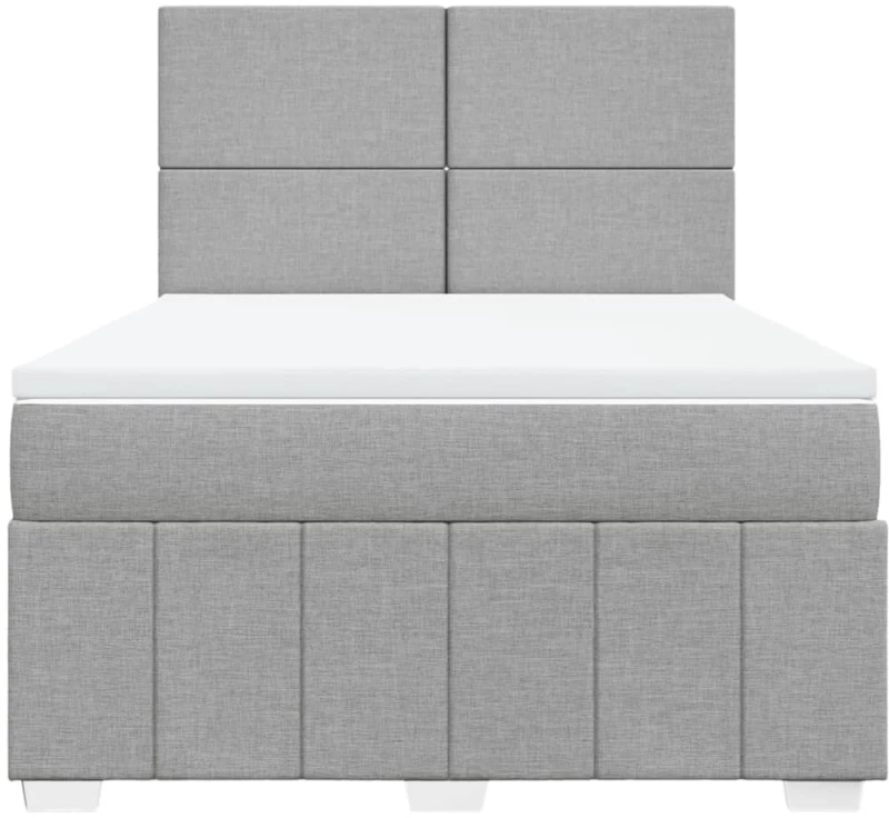 vidaXL Κρεβάτι Boxspring με Στρώμα Ανοιχτό Γκρι 140x200 εκ. Υφασμάτινο