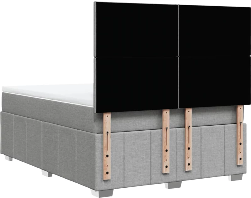 vidaXL Κρεβάτι Boxspring με Στρώμα Ανοιχτό Γκρι 140x200 εκ. Υφασμάτινο