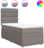 vidaXL Κρεβάτι Boxspring με Στρώμα Taupe 90x190 εκ.Υφασμάτινο