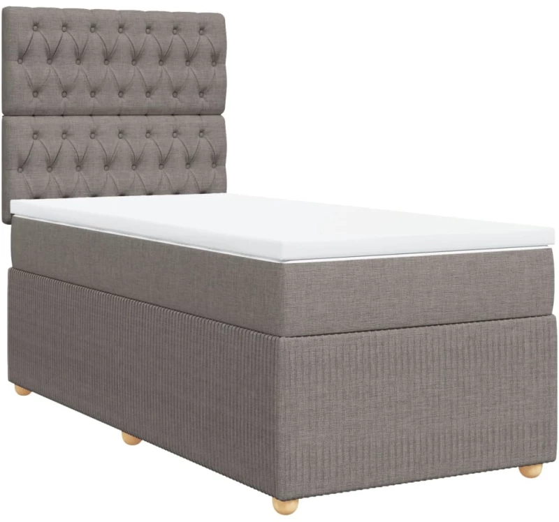 vidaXL Κρεβάτι Boxspring με Στρώμα Taupe 90x190 εκ.Υφασμάτινο