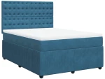 vidaXL Κρεβάτι Boxspring με Στρώμα Σκούρο Μπλε 140x190 εκ. Βελούδινο