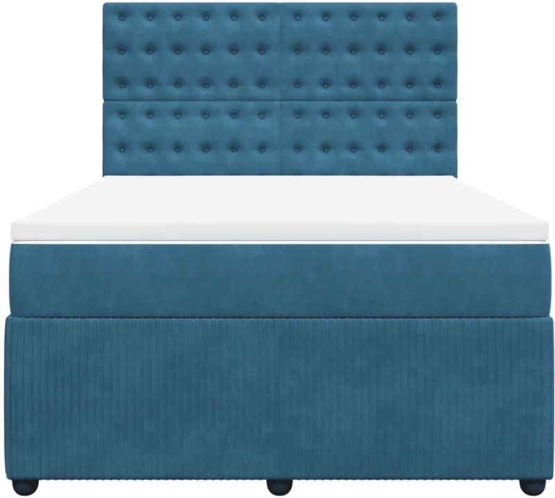 vidaXL Κρεβάτι Boxspring με Στρώμα Σκούρο Μπλε 140x190 εκ. Βελούδινο