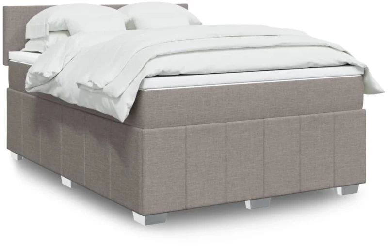vidaXL Κρεβάτι Boxspring με Στρώμα Taupe 140x200 εκ. Υφασμάτινο