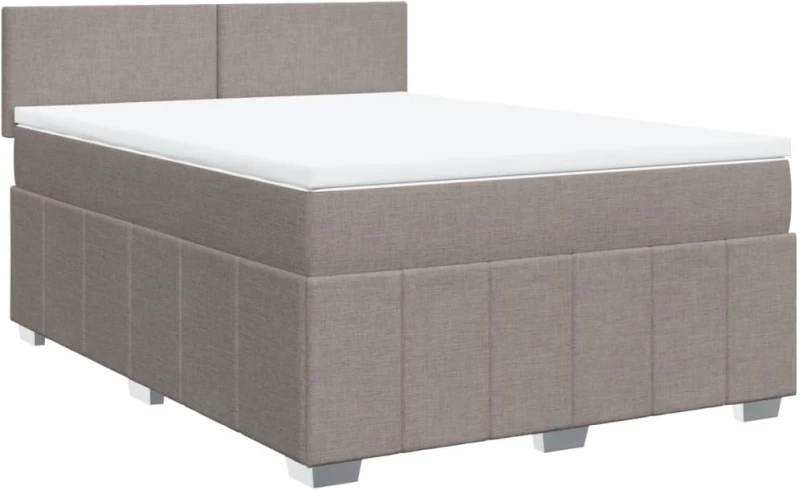 vidaXL Κρεβάτι Boxspring με Στρώμα Taupe 140x200 εκ. Υφασμάτινο