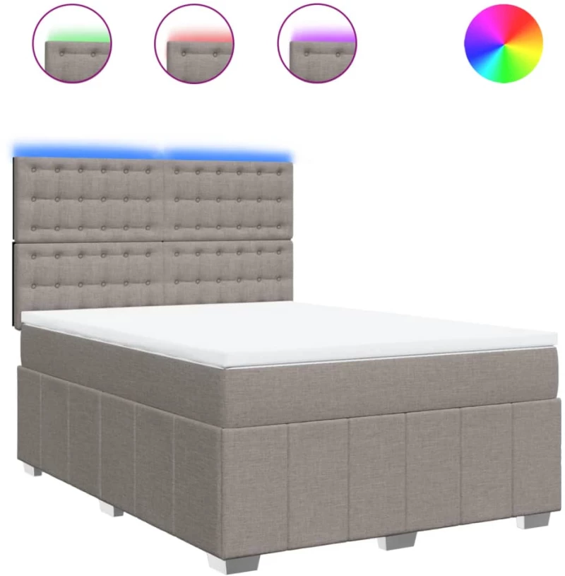 vidaXL Κρεβάτι Boxspring με Στρώμα Taupe 140x200 εκ. Υφασμάτινο