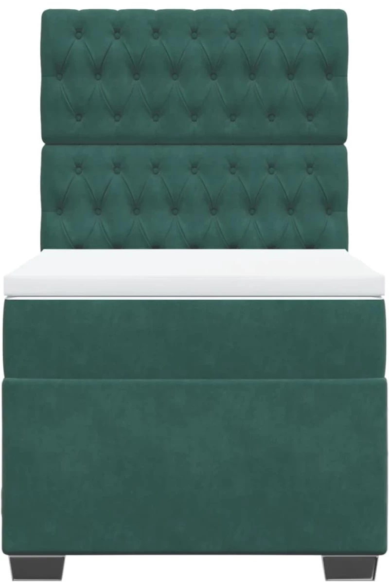 vidaXL Κρεβάτι Boxspring με Στρώμα Σκούρο Πράσινο 100x200εκ. Βελούδινο