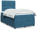 vidaXL Κρεβάτι Boxspring με Στρώμα Σκούρο Μπλε 120x200 εκ. Βελούδινο