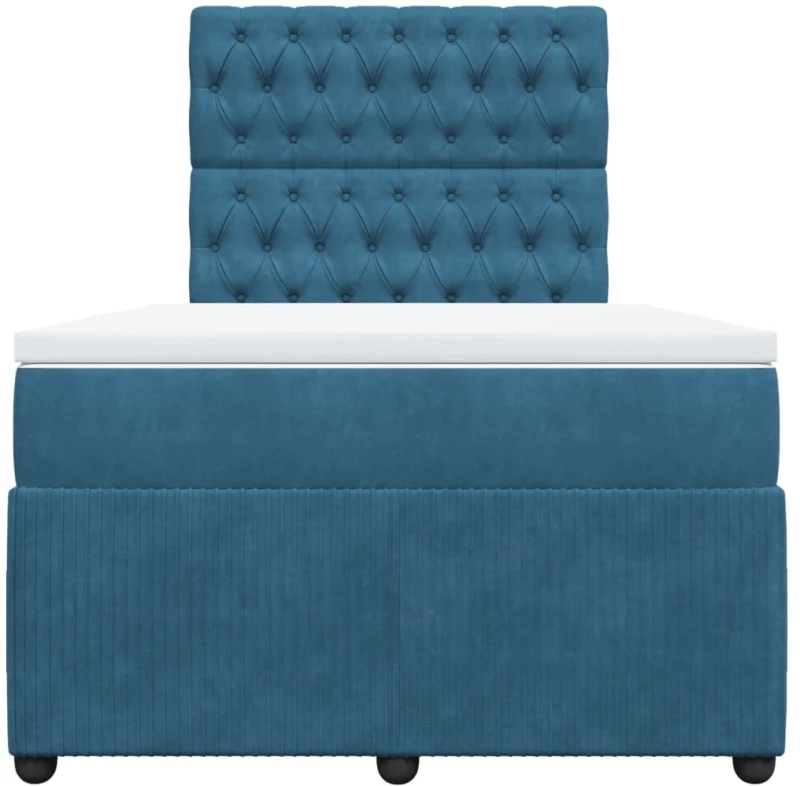 vidaXL Κρεβάτι Boxspring με Στρώμα Σκούρο Μπλε 120x200 εκ. Βελούδινο