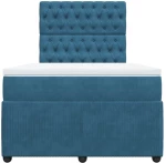 vidaXL Κρεβάτι Boxspring με Στρώμα Σκούρο Μπλε 120x200 εκ. Βελούδινο