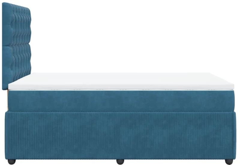 vidaXL Κρεβάτι Boxspring με Στρώμα Σκούρο Μπλε 120x200 εκ. Βελούδινο