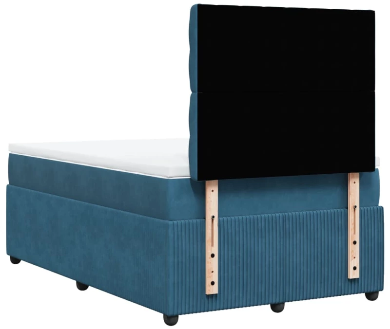 vidaXL Κρεβάτι Boxspring με Στρώμα Σκούρο Μπλε 120x200 εκ. Βελούδινο