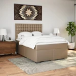 vidaXL Κρεβάτι Boxspring με Στρώμα Καπουτσίνο 140x200εκ.από Συνθ.Δέρμα