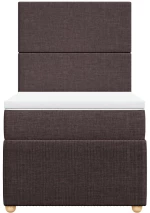 vidaXL Κρεβάτι Boxspring με Στρώμα Σκούρο Καφέ 90x190 εκ. Υφασμάτινο