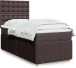 vidaXL Κρεβάτι Boxspring με Στρώμα Σκούρο Καφέ 90x190 εκ. Υφασμάτινο