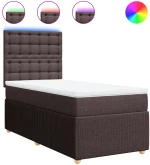 vidaXL Κρεβάτι Boxspring με Στρώμα Σκούρο Καφέ 90x190 εκ. Υφασμάτινο