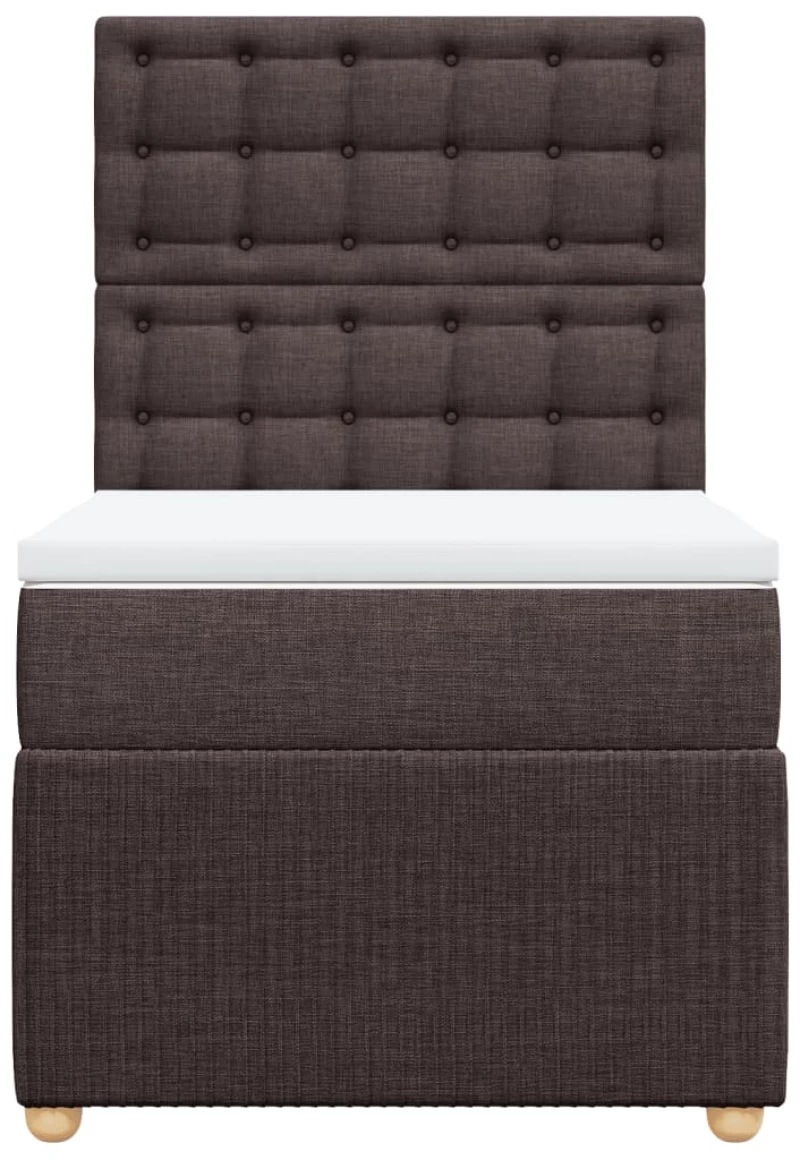 vidaXL Κρεβάτι Boxspring με Στρώμα Σκούρο Καφέ 90x190 εκ. Υφασμάτινο