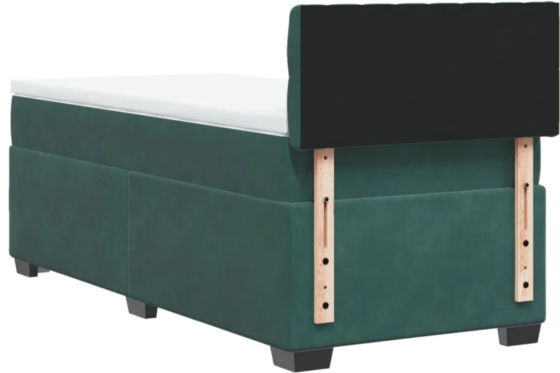 vidaXL Κρεβάτι Boxspring με Στρώμα Σκούρο Πράσινο 80x200 εκ. Βελούδινο