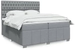 vidaXL Κρεβάτι Boxspring με Στρώμα Ανοιχτό Γκρι 200x200 εκ. Υφασμάτινο