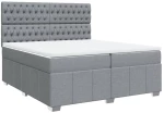 vidaXL Κρεβάτι Boxspring με Στρώμα Ανοιχτό Γκρι 200x200 εκ. Υφασμάτινο