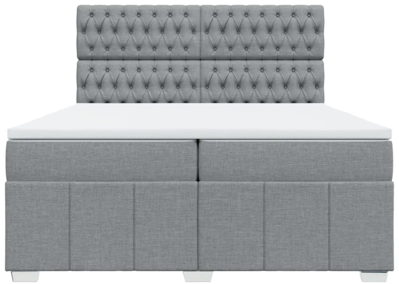 vidaXL Κρεβάτι Boxspring με Στρώμα Ανοιχτό Γκρι 200x200 εκ. Υφασμάτινο