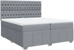 vidaXL Κρεβάτι Boxspring με Στρώμα Ανοιχτό Γκρι 200x200 εκ. Υφασμάτινο
