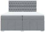vidaXL Κρεβάτι Boxspring με Στρώμα Ανοιχτό Γκρι 200x200 εκ. Υφασμάτινο