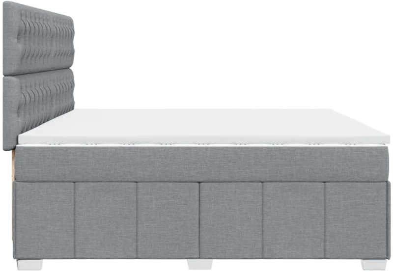 vidaXL Κρεβάτι Boxspring με Στρώμα Ανοιχτό Γκρι 200x200 εκ. Υφασμάτινο