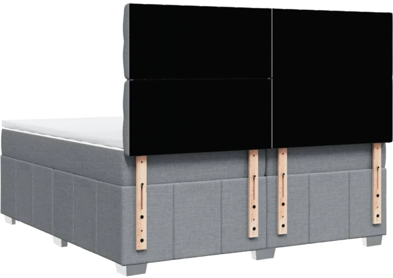 vidaXL Κρεβάτι Boxspring με Στρώμα Ανοιχτό Γκρι 200x200 εκ. Υφασμάτινο