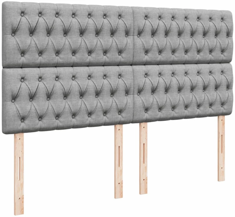 vidaXL Κρεβάτι Boxspring με Στρώμα Ανοιχτό Γκρι 200x200 εκ. Υφασμάτινο