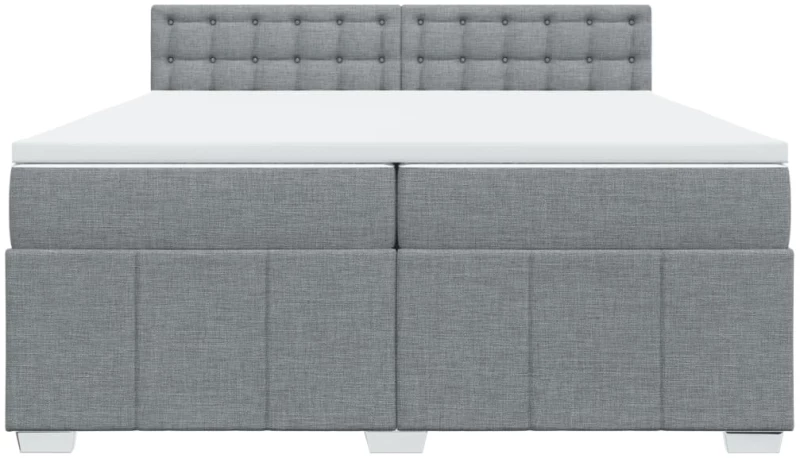 vidaXL Κρεβάτι Boxspring με Στρώμα Ανοιχτό Γκρι 200x200 εκ. Υφασμάτινο