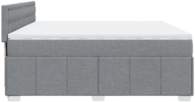 vidaXL Κρεβάτι Boxspring με Στρώμα Ανοιχτό Γκρι 200x200 εκ. Υφασμάτινο