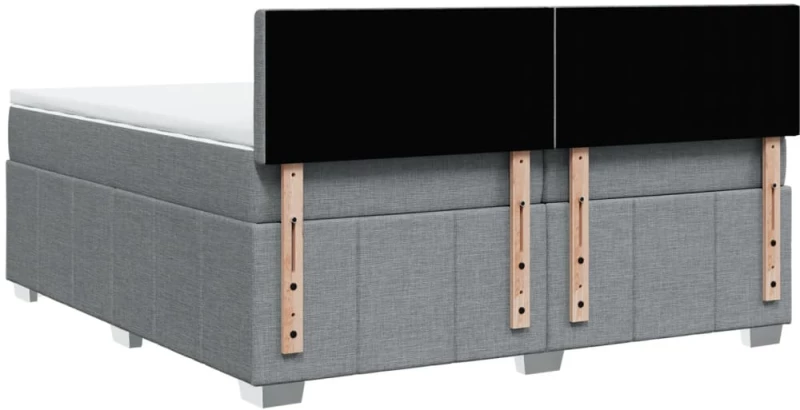 vidaXL Κρεβάτι Boxspring με Στρώμα Ανοιχτό Γκρι 200x200 εκ. Υφασμάτινο