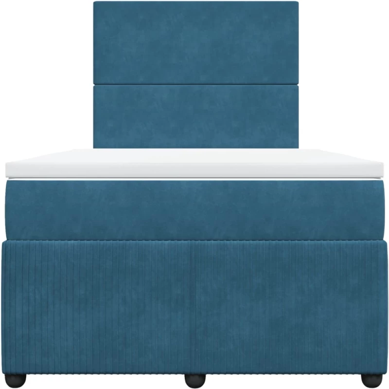 vidaXL Κρεβάτι Boxspring με Στρώμα Σκούρο Μπλε 120x190 εκ. Βελούδινο