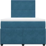 vidaXL Κρεβάτι Boxspring με Στρώμα Σκούρο Μπλε 120x190 εκ. Βελούδινο