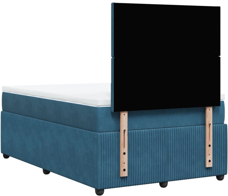 vidaXL Κρεβάτι Boxspring με Στρώμα Σκούρο Μπλε 120x190 εκ. Βελούδινο