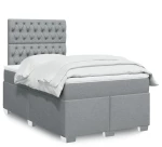 vidaXL Κρεβάτι Boxspring με Στρώμα Ανοιχτό Γκρι 120x190 εκ. Υφασμάτινο