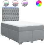 vidaXL Κρεβάτι Boxspring με Στρώμα Ανοιχτό Γκρι 120x190 εκ. Υφασμάτινο