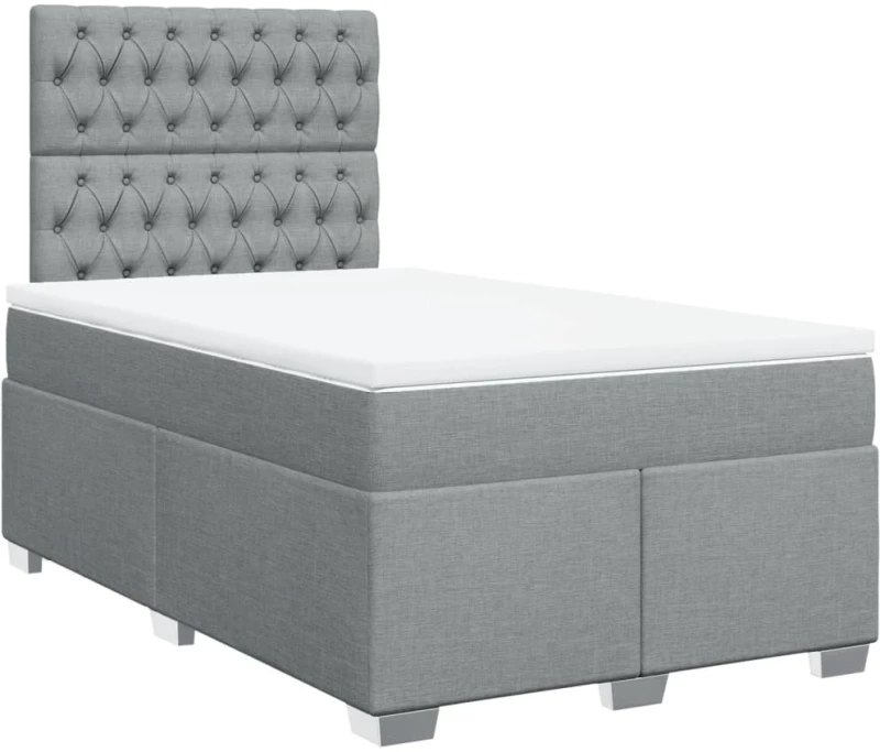 vidaXL Κρεβάτι Boxspring με Στρώμα Ανοιχτό Γκρι 120x190 εκ. Υφασμάτινο